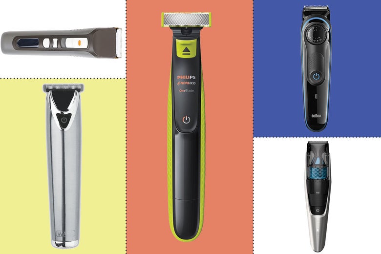 Composite of various beard trimmers.